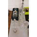 A quantity of various cut glassware to include decanters and stoppers; vases;