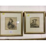 A pair of black and white etchings after Rembrandt marked CRC and dated 1811