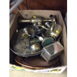 A box of various metalware