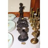 Four bronzed animal figures, another in the form o