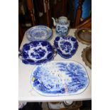 A Victorian Wedgwood blue and white draining dish