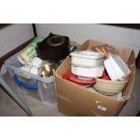 Two boxes of various sundries to include kitchenal