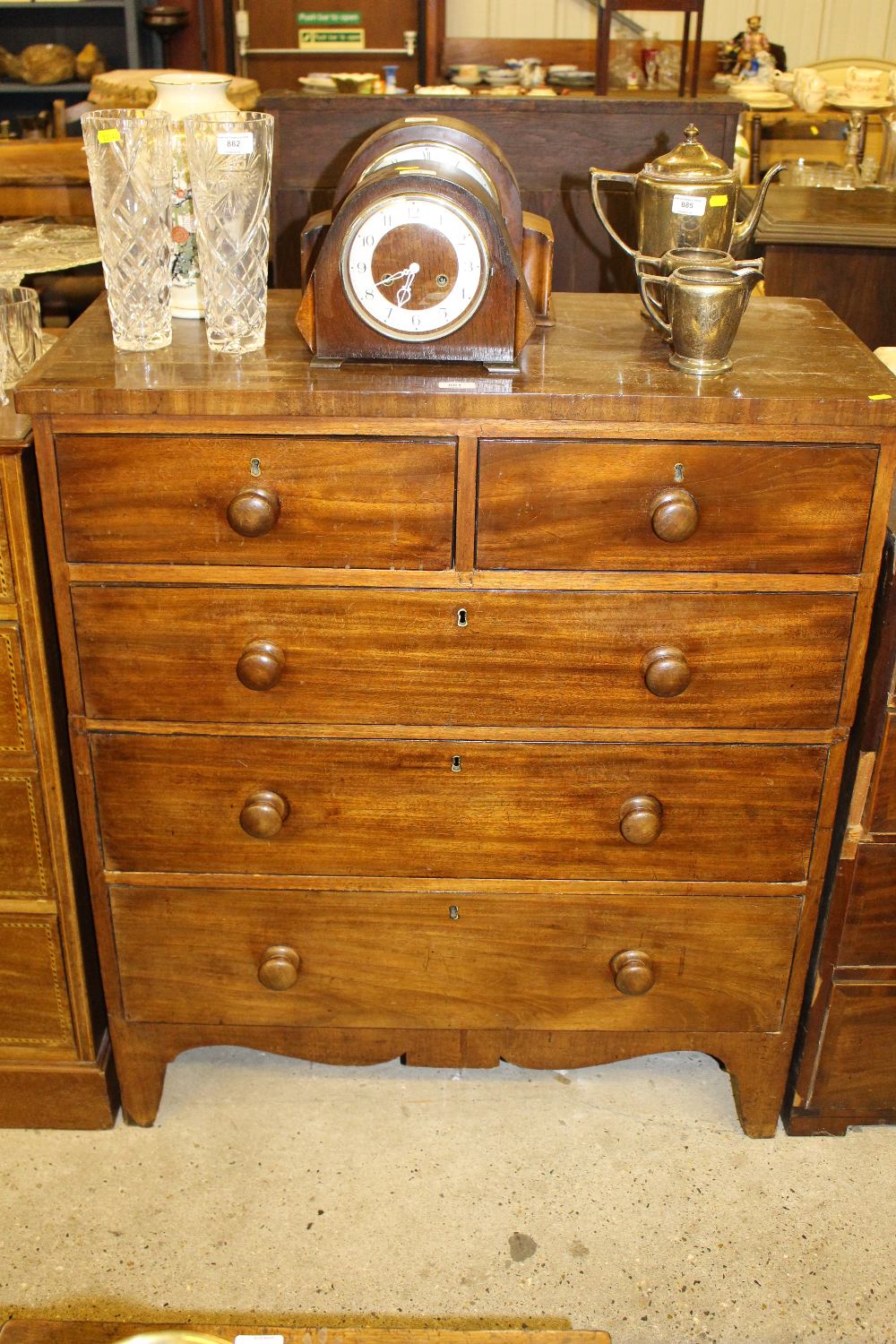 A Victorian mahogany chest fitted two short over t