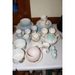 A Poole twin tone teapot and various other teaware