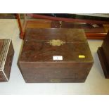 A Victorian rosewood and brass inlaid vanity box w