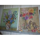 Two modern oil on canvas still life studies signed