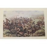 A pair of gilt framed coloured military prints; a