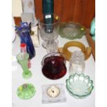 A quantity of various glassware to include vases;