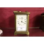 A brass cased carriage clock - with key