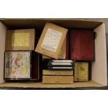A box of various glass slides