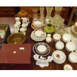 A quantity of various glass vases; teaware; a cork