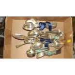 A box of silver plated spoons