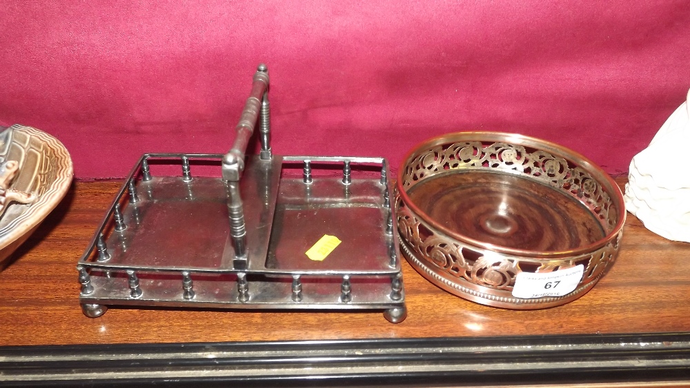 A 19th Century silver plate on copper coaster and