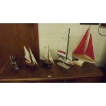 Five various model boats