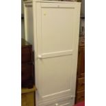 A modern white single door wardrobe