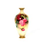 A Royal Worcester posy vase, with painted decoration of roses heightened in gilt to the neck and