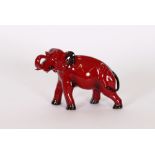 A Royal Doulton flambe elephant, 19cm long