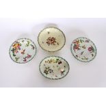 An 18th Century Chelsea porcelain part dessert service, having fruit and floral decoration within