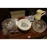 Four Royal Worcester Christmas plates; a cut glass