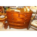 A 19th Century mahogany bow front chest fitted two