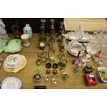 A quantity of glassware to include candlesticks