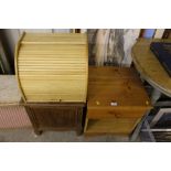 A pine bedside table fitted single drawer; an oak