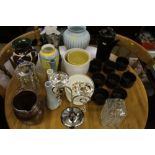 A quantity of coffeeware; various pottery vases;a