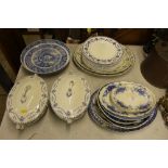 A blue and white transfer [prints cake stand and a