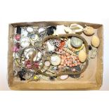 A tray of watches, costume jewellery, dress rings