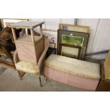 A Lloyd loom chair and matching bedside table and