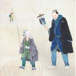 A pair of oriental school watercolour painting dep