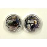 Two Flying Scotsman silver commemorative coins in