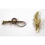 A yellow metal equestrian bar brooch; together wit