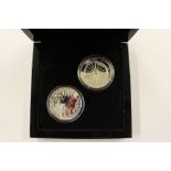 Two Flying Scotsman commemorative silver coins in