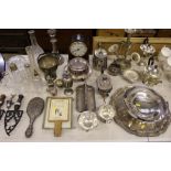 A large quantity of various silver plated ware; a