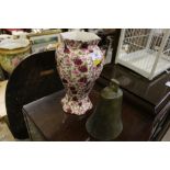 A Crown Burslem rose decorated vase and a brass be