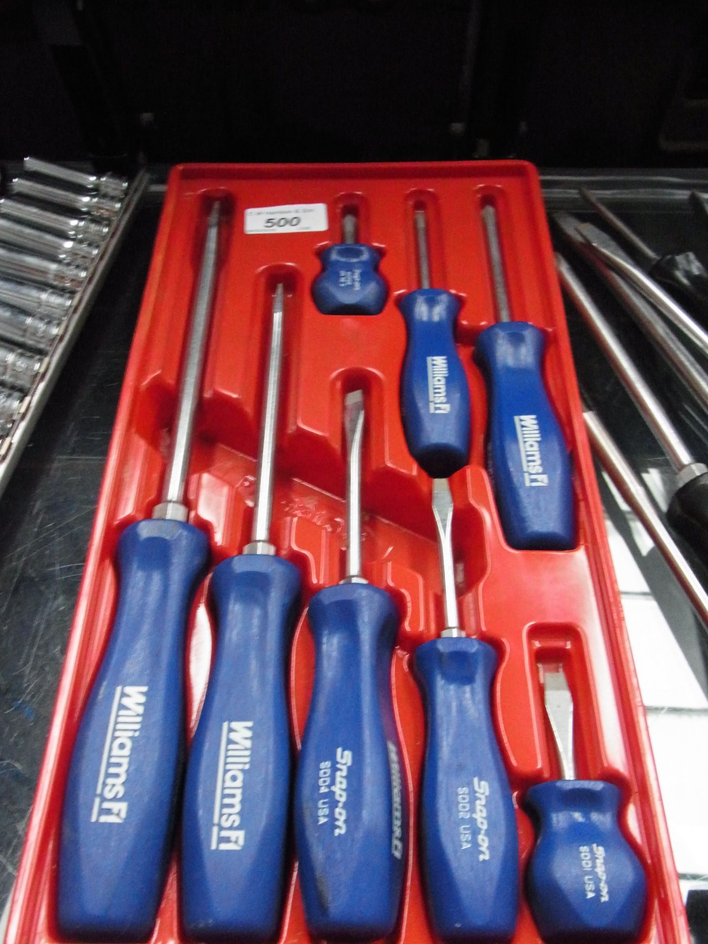 Set of seven Snap-On Williams F1 screwdrivers