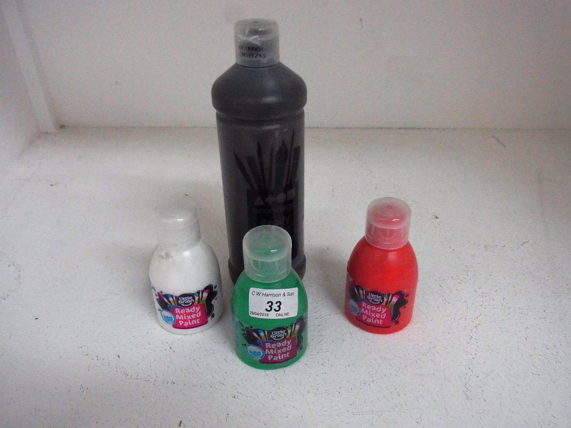 16 x items - 15 x 125ml bottles of Little Brian ready mixed paint and a 600 ml bottle of Brian