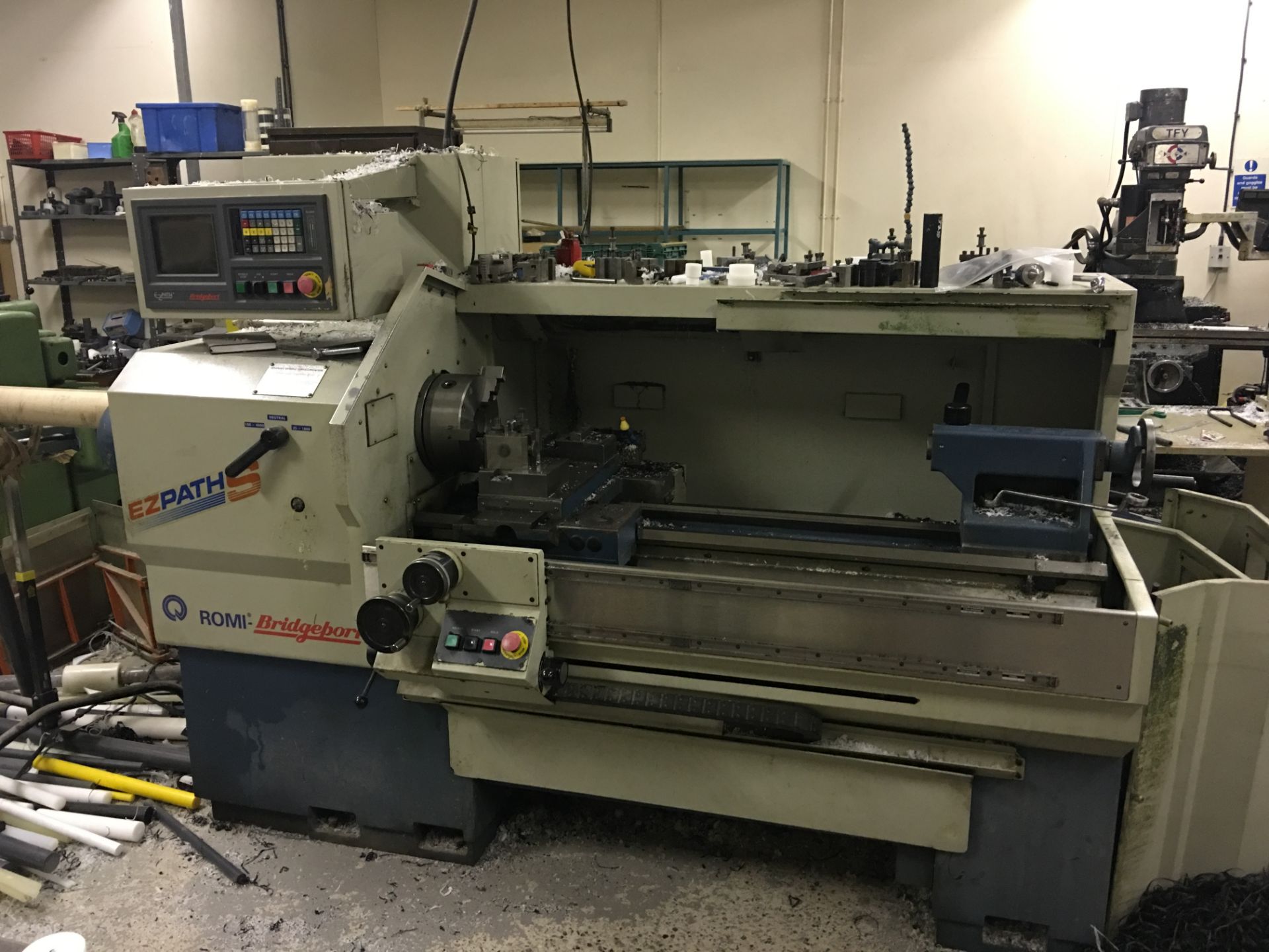 ROMI-BRIDGEPORT EZ PATH S LATHE, controller and tooling.