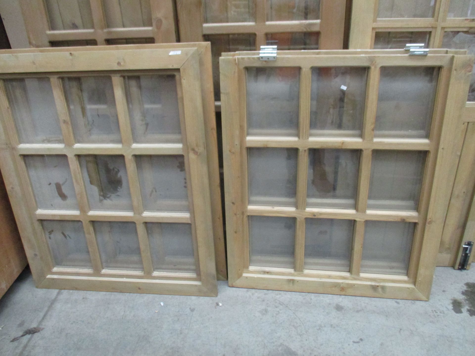 4 x 9 pane softwood glazed windows 92 x 113cm each