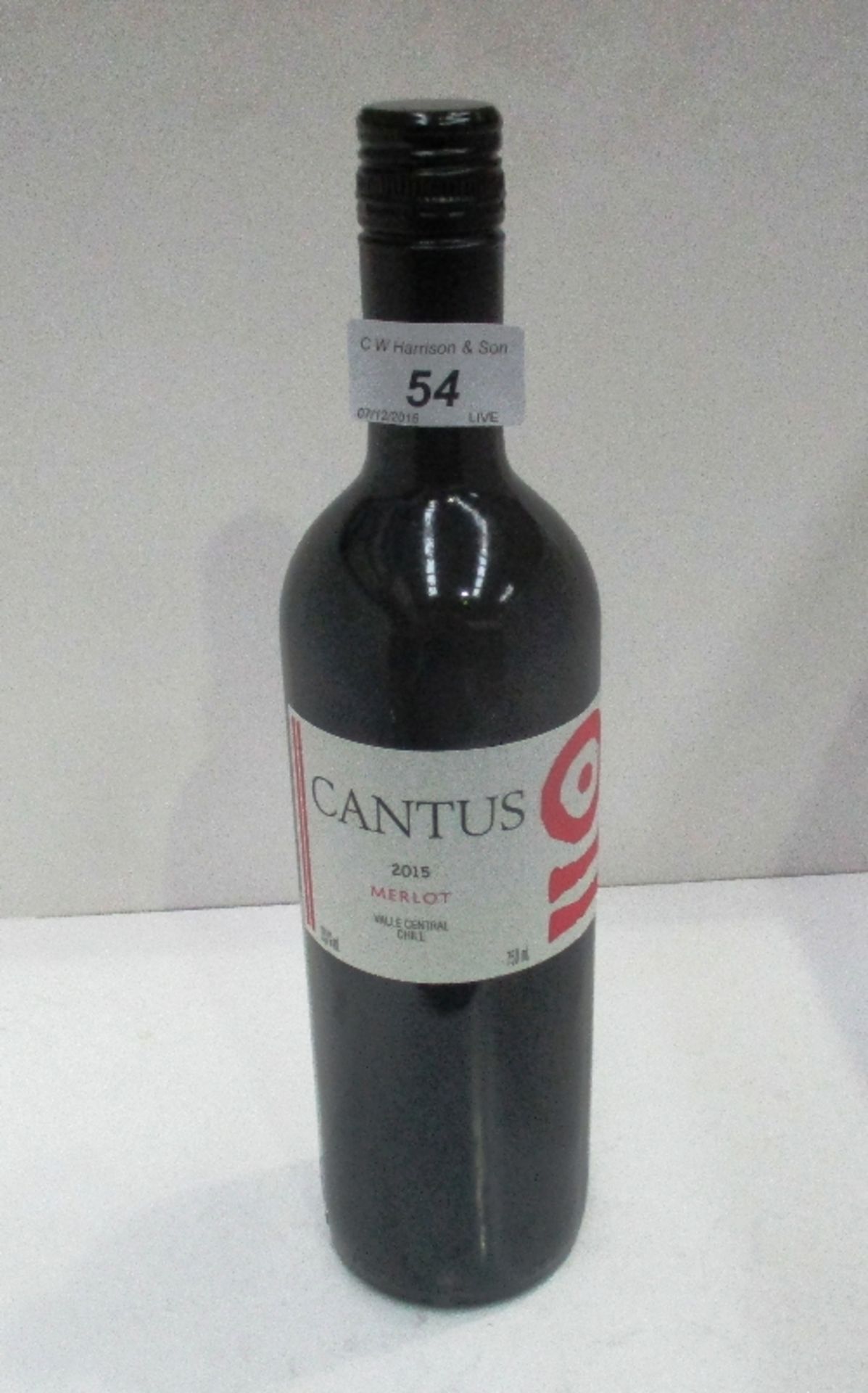 20 x 750ml bottles of Cantus Valle Central Chile Merlot