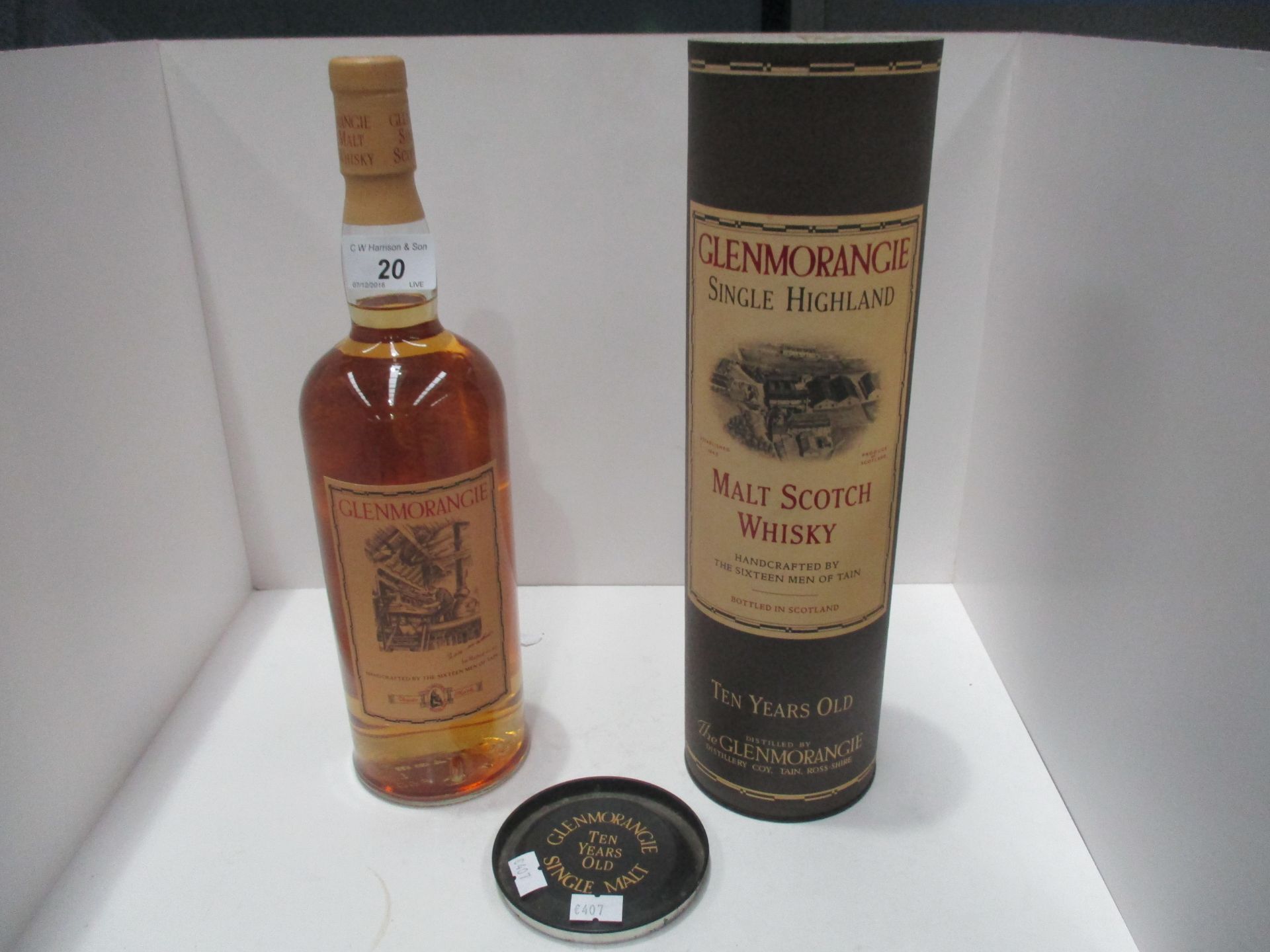 A 1 litre bottle of Glenmorangie ten years old Single Highland Malt Scotch Whisky in presentation