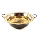 A 19th Century twin handled Brass dairy bowl,