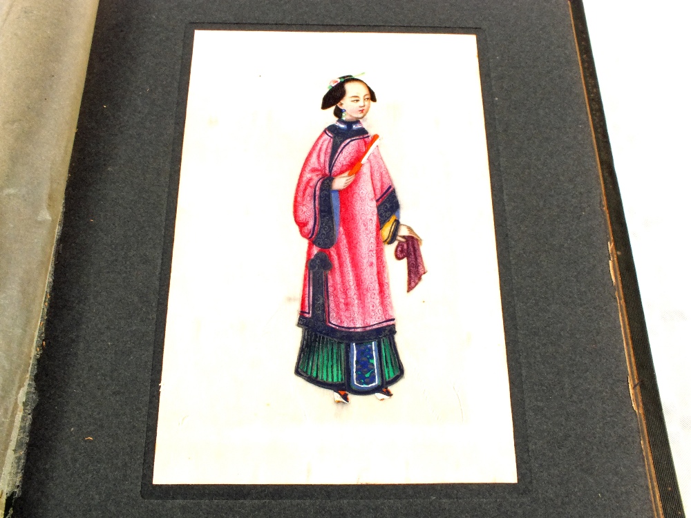 One volume containing eleven Chinese rice paper painting of personages