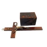 A Rosewood and inlaid Brass crucifix and a box camera