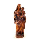 A 19th Century German Limewood carving of Madonna and Child (some damage),