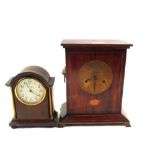 Two Edwardian inlaid Mahogany mantel clocks