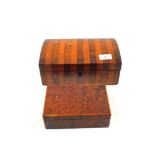 A Victorian Rosewood box and a Burr Walnut box