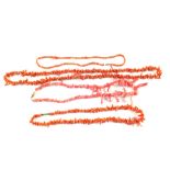 Four Red Coral necklaces