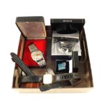 A Silver cased wristwatch and various others